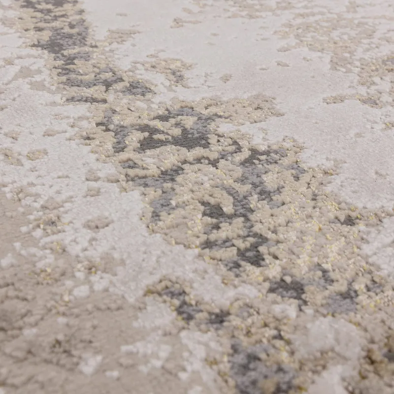 Teppich Velours abstrakt Marmoroptik hochglänzend pflegeleicht Grau-Silber-Gold