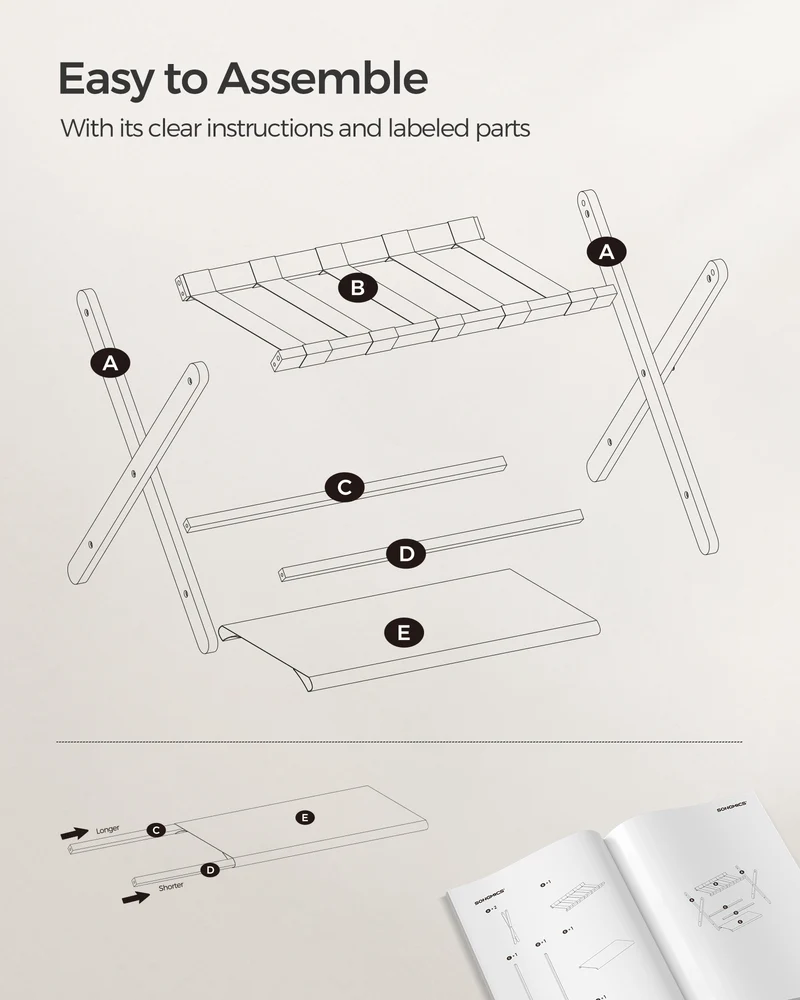LEDREM Luggage Rack with Storage Shelf, Suitcase Stands, Luggage Stand, Foldable for Easy Storage,Holds up to 131 lb, 26.38 x 18.5 x 20.12 inches