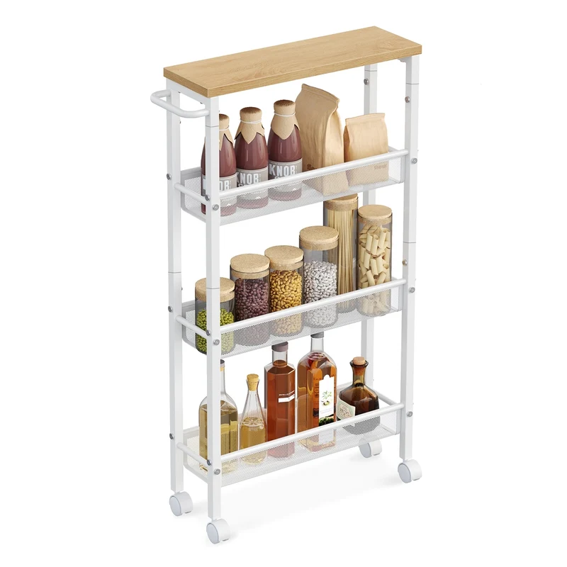 Carro Estrecho de Cocina con Ruedas con Asa para Espacio Reducido