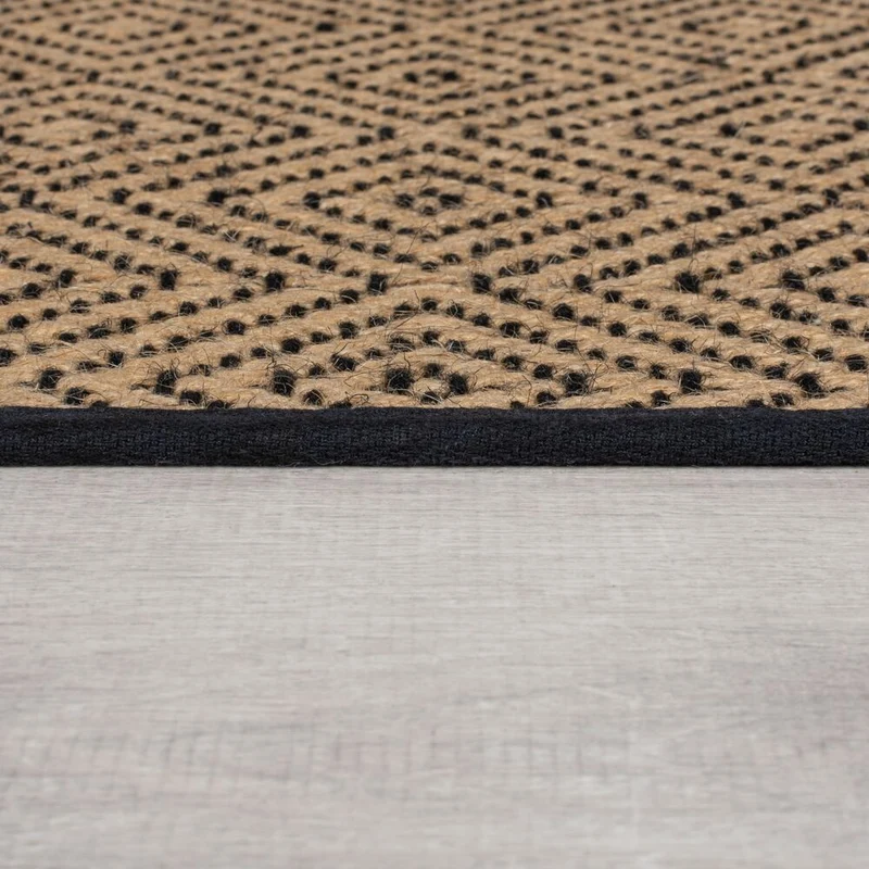 Jute-Teppich Diamantmuster · 100 % Jute · 5 mm Naturprofil