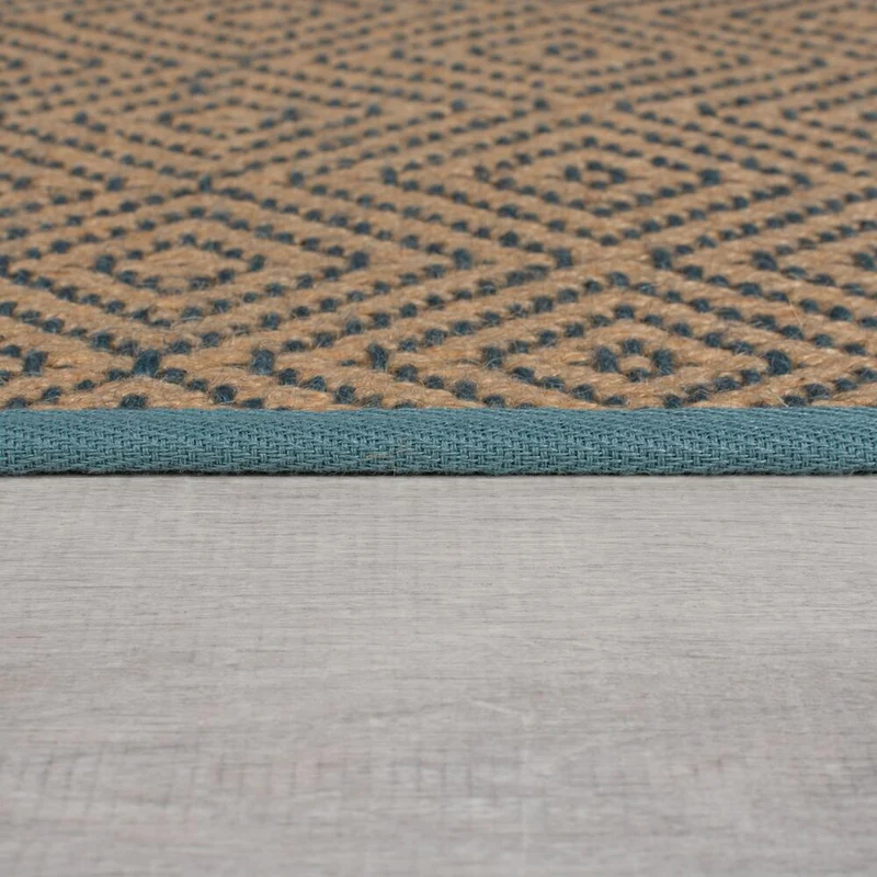 Jute-Teppich Diamantmuster · 100 % Jute · 5 mm Naturprofil