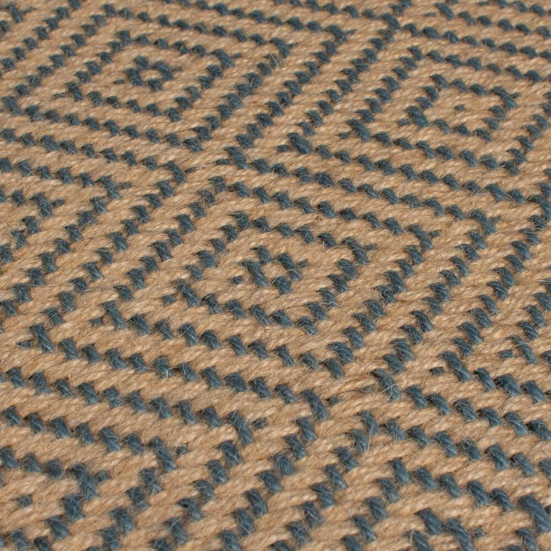 Jute-Teppich Diamantmuster · 100 % Jute · 5 mm Naturprofil