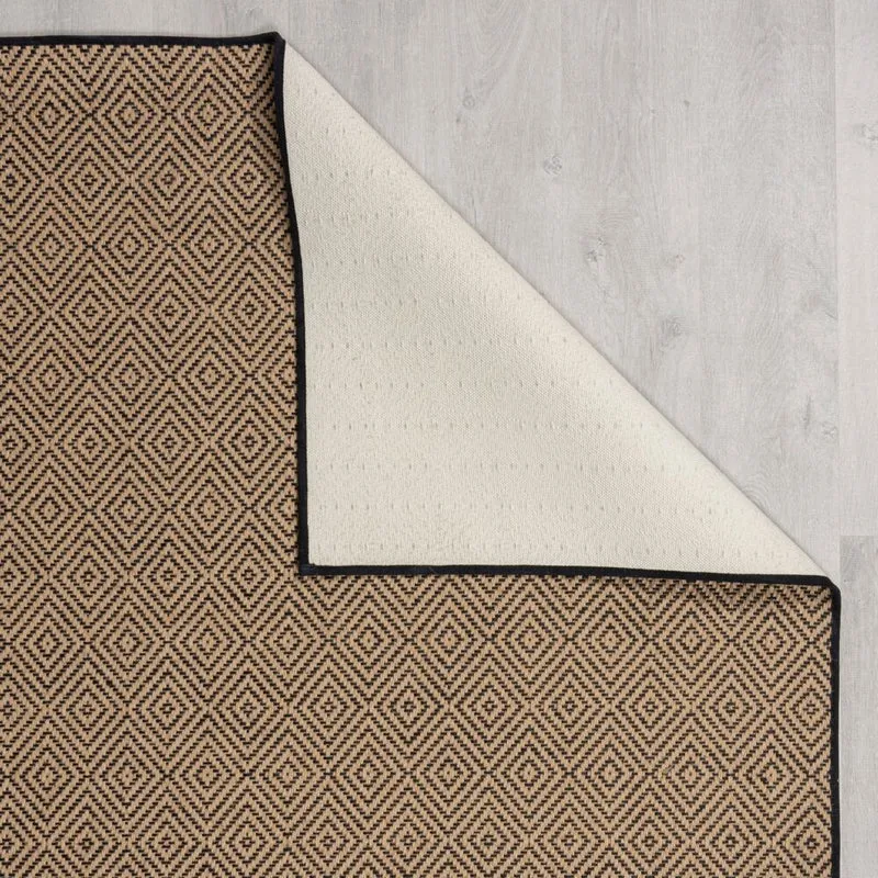 Jute-Teppich Diamantmuster · 100 % Jute · 5 mm Naturprofil