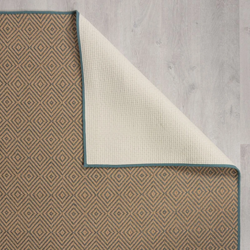 Jute-Teppich Diamantmuster · 100 % Jute · 5 mm Naturprofil