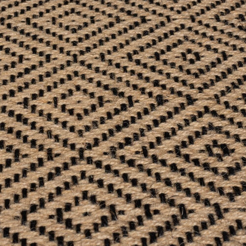 Jute-Teppich Diamantmuster · 100 % Jute · 5 mm Naturprofil