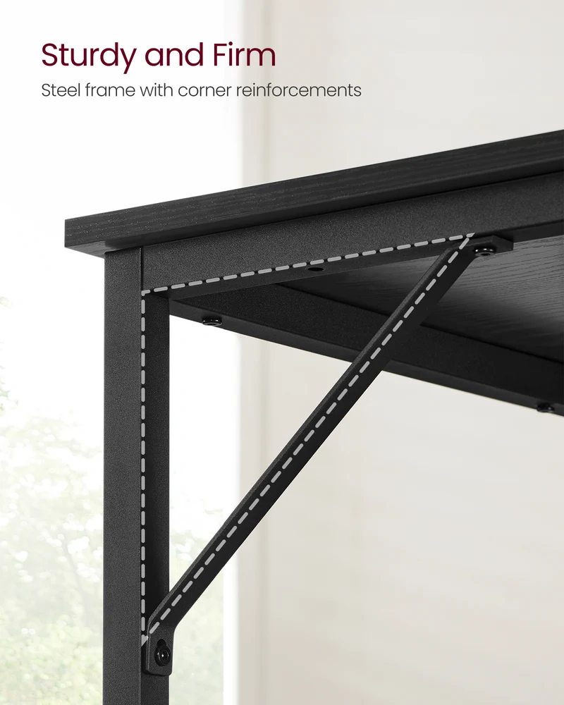 Industrial Style Computer Desk, Gaming Desk, Home Office Desk, Metal Frame, for Small Spaces A Sturdy Metal Frame Gaming, Black