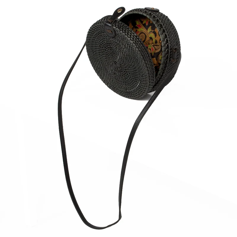 Rattan Handtasche TONDO ca. D20cm Black