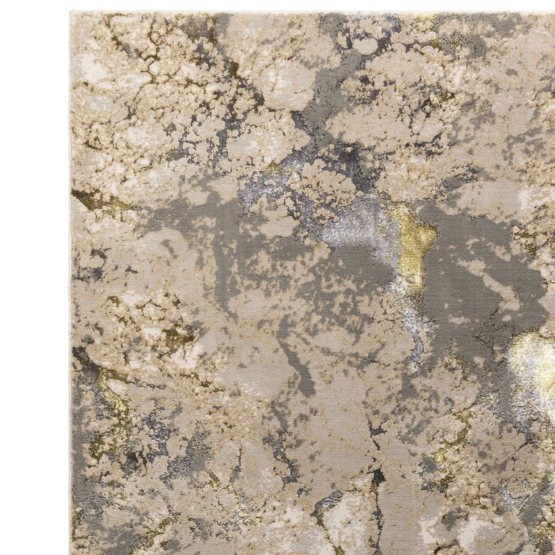 Teppich Hochglanz Metallic abstrakt Galaxie-Design pflegeleicht strapazierfähig Gold/Beige/Grau