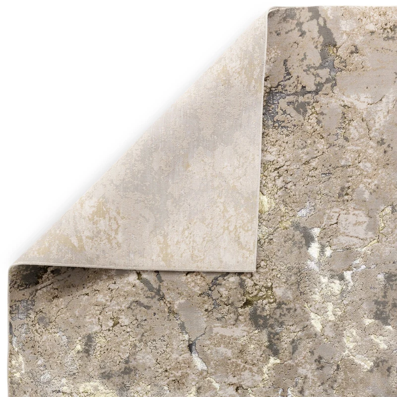 Teppich Hochglanz Metallic abstrakt Galaxie-Design pflegeleicht strapazierfähig Gold/Beige/Grau