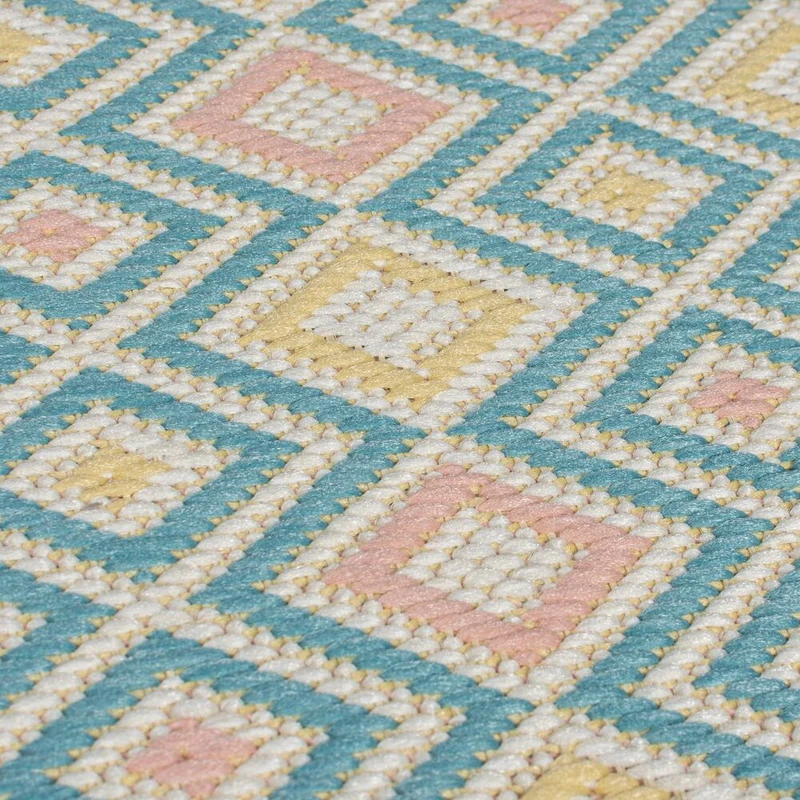 Outdoor-Teppich Pastell-Streifen, sommertauglich, eisfarben