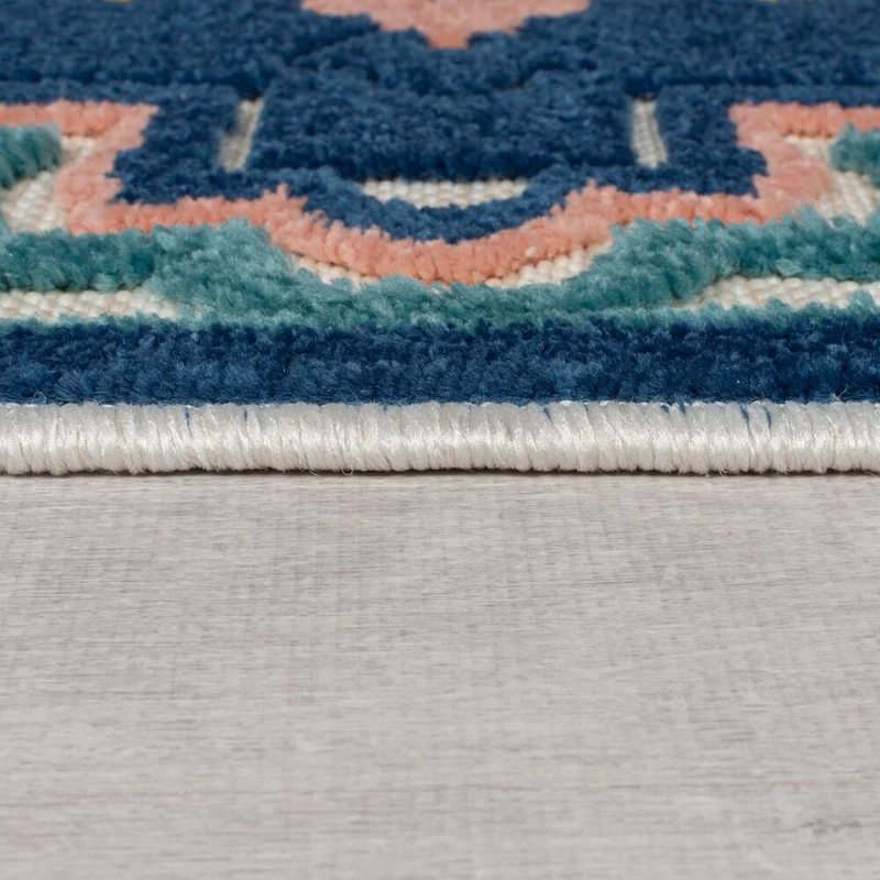 Outdoor-Teppich Floral-Design, superweich, blau