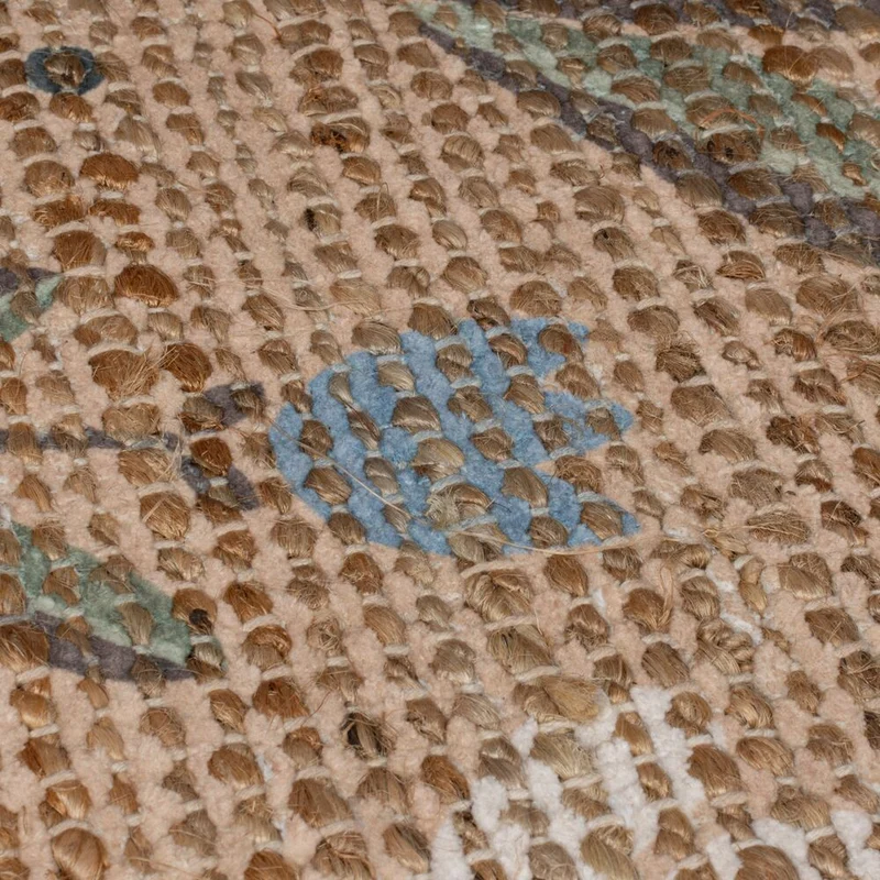 Jute-Teppich florales Naturmotiv · 67 % Jute · handgewebt