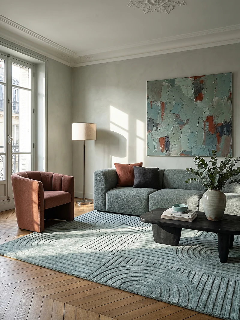 Wollteppich Zen-Relief · 100 % Wolle · 14 mm Mittelflor