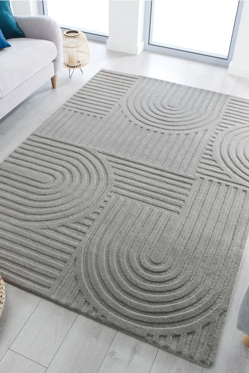 Wollteppich Zen-Relief · 100 % Wolle · 14 mm Mittelflor
