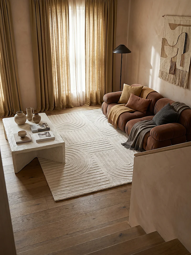Wollteppich Zen-Relief · 100 % Wolle · 14 mm Mittelflor