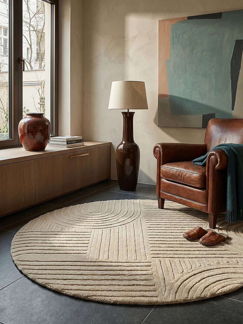 Wollteppich Zen-Relief · 100 % Wolle · 14 mm Mittelflor