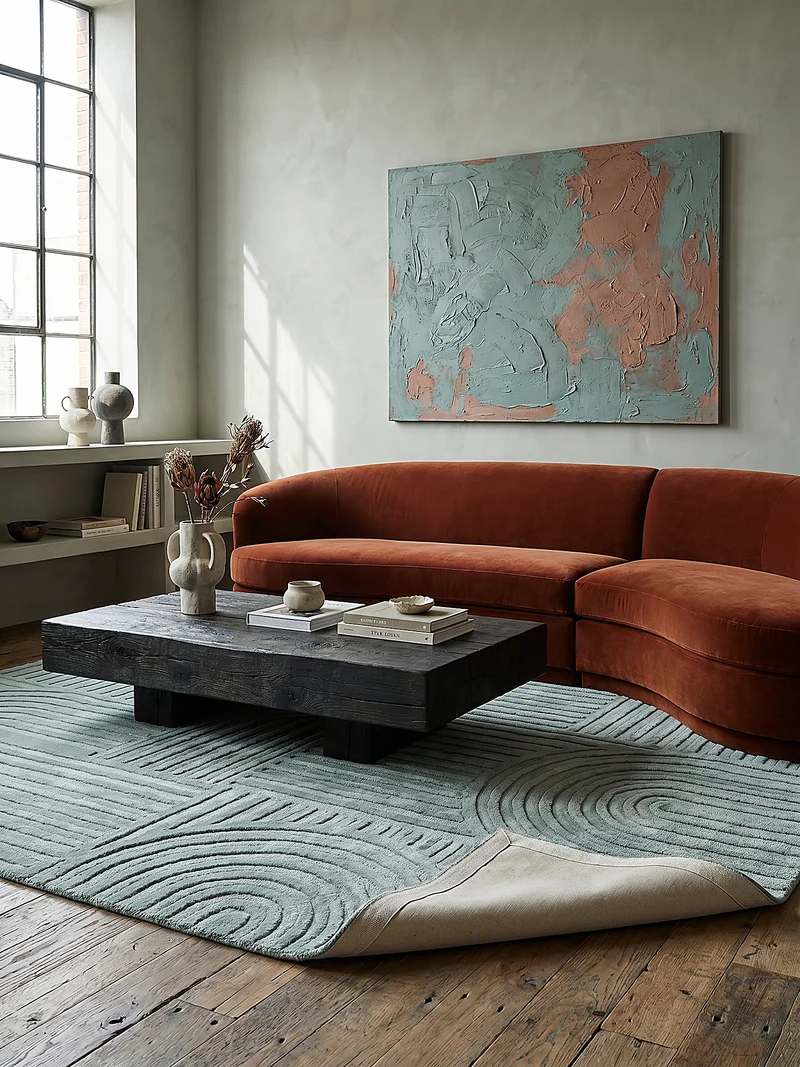 Wollteppich Zen-Relief · 100 % Wolle · 14 mm Mittelflor