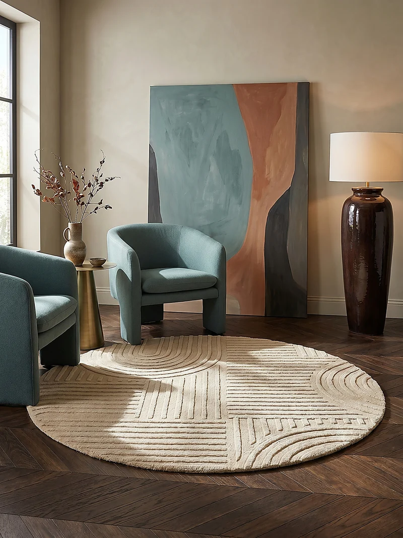 Wollteppich Zen-Relief · 100 % Wolle · 14 mm Mittelflor