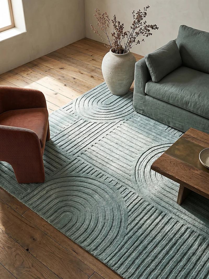 Wollteppich Zen-Relief · 100 % Wolle · 14 mm Mittelflor