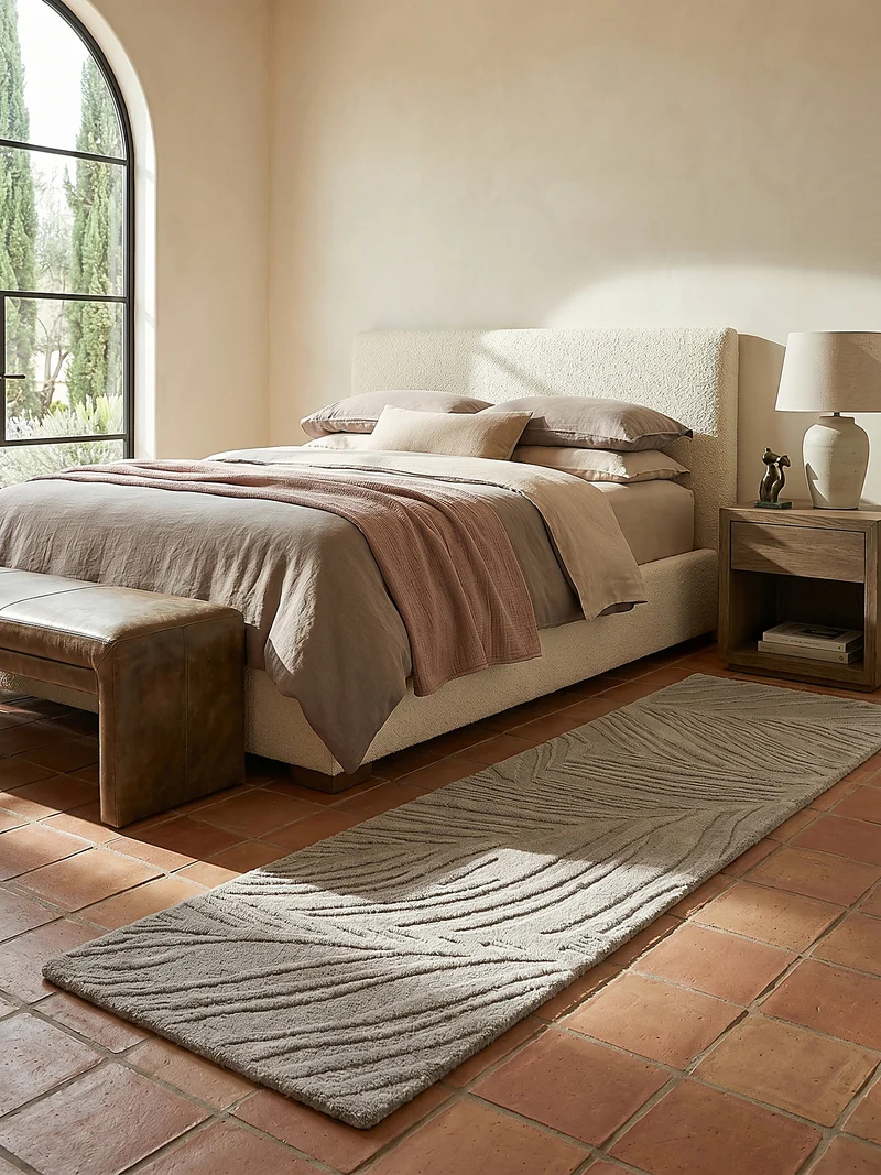 Wollteppich Blatt-Relief · 100 % Wolle · 14 mm Mittelflor