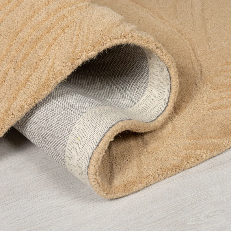 Wollteppich Blatt-Relief · 100 % Wolle · 14 mm Mittelflor
