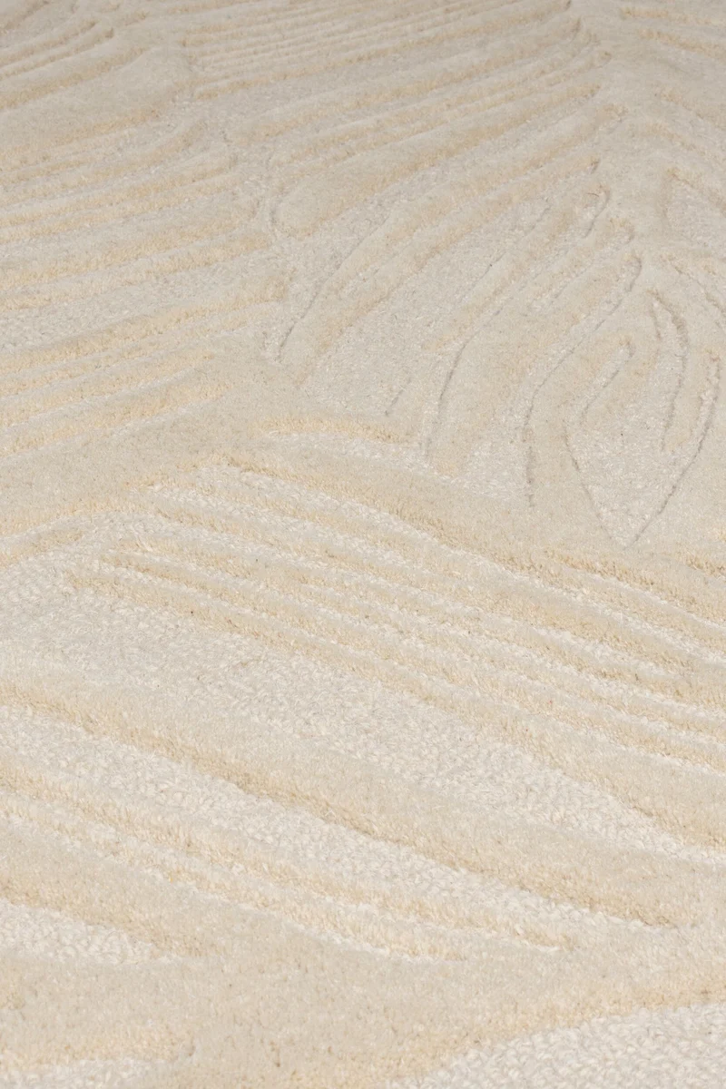 Wollteppich Blatt-Relief · 100 % Wolle · 14 mm Mittelflor