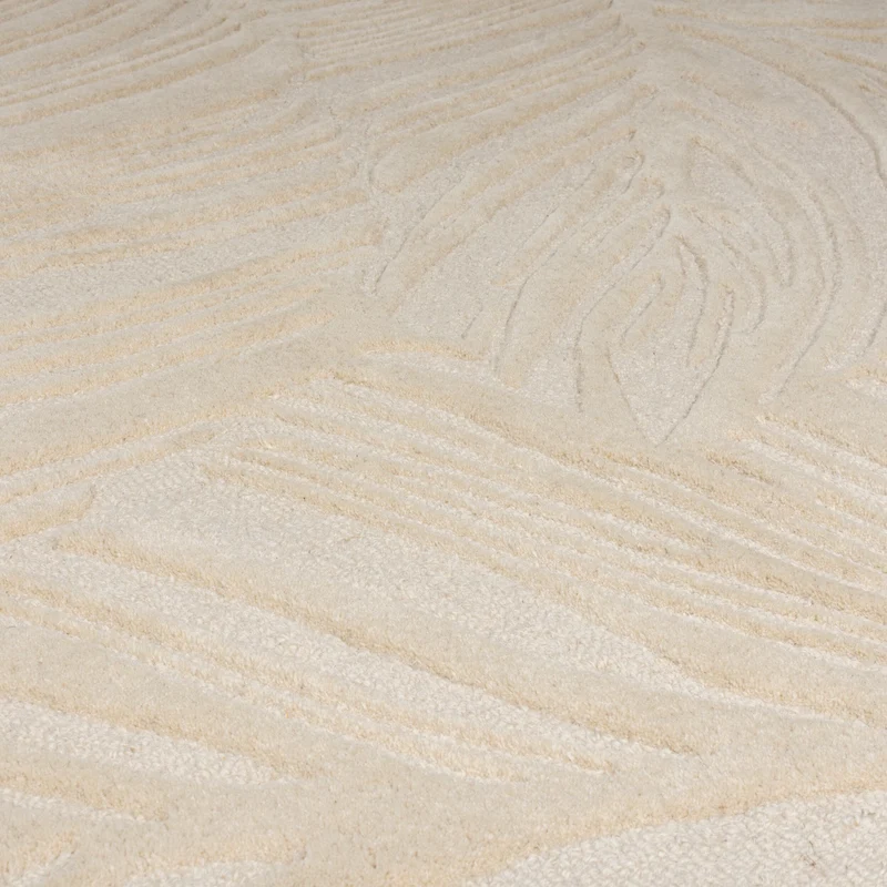 Wollteppich Blatt-Relief · 100 % Wolle · 14 mm Mittelflor