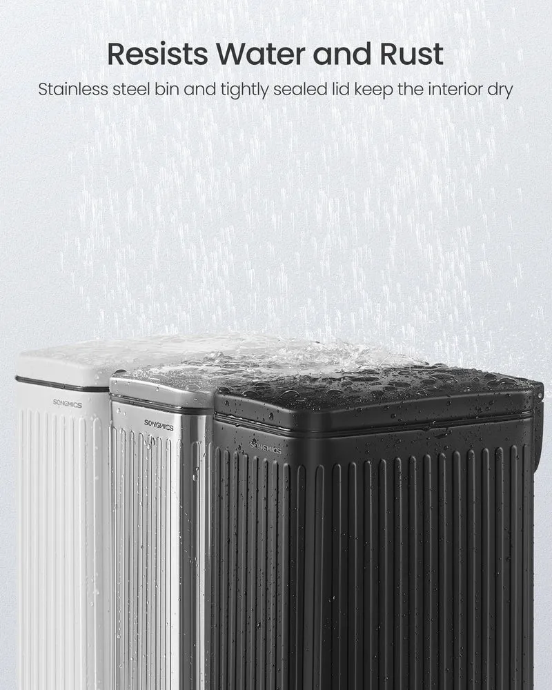 1.6-Gallon Bathroom Trash Can - Slim Stainless Steel Bin with Soft-Close Lid & Foot Pedal, Space-Saving Design, Ink Black