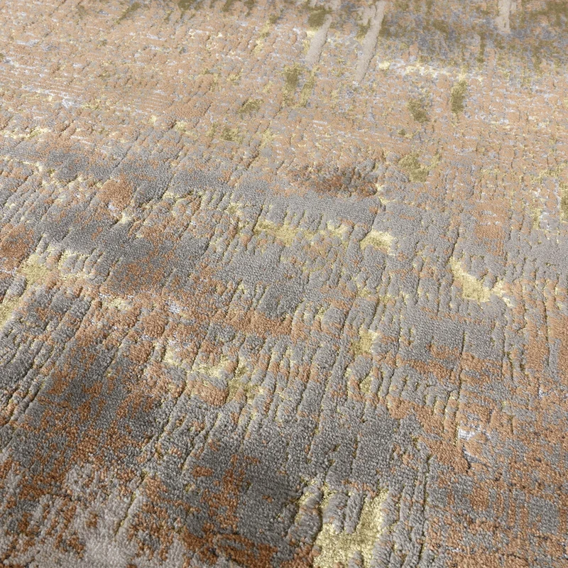 Teppich Hochglanz Metallic abstrakt pflegeleicht strapazierfähig Gold/Champagner/Bronze