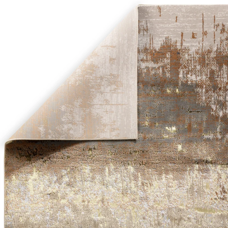 Teppich Hochglanz Metallic abstrakt pflegeleicht strapazierfähig Gold/Champagner/Bronze