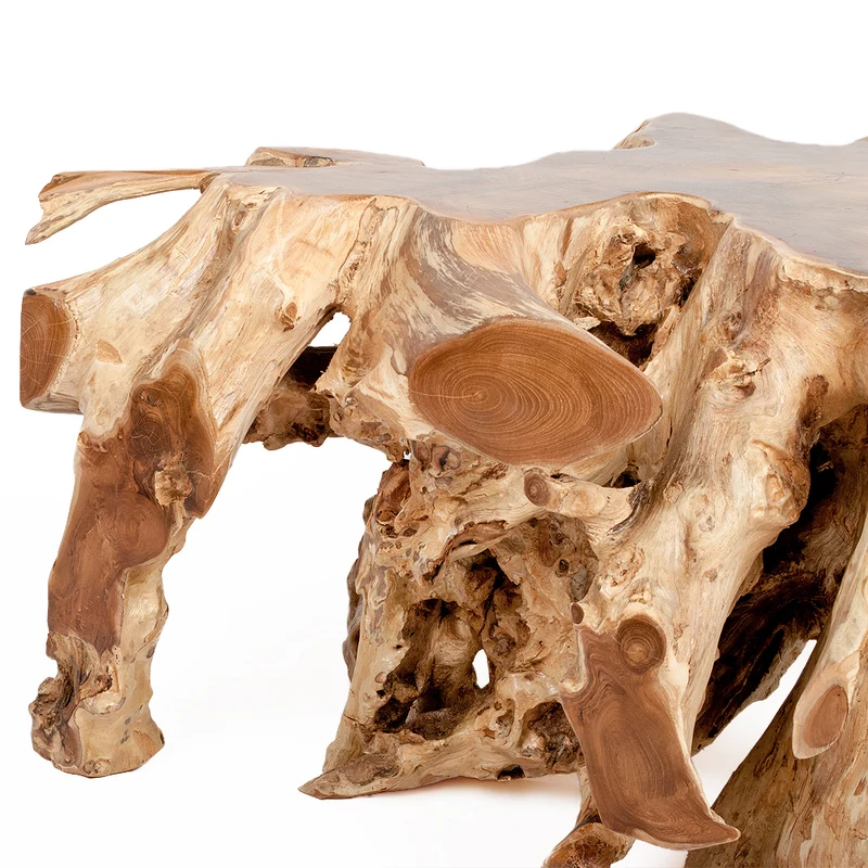 Einzigartiger Teak-Wurzel Couchtisch AKAR Natural ca. 80x80cm