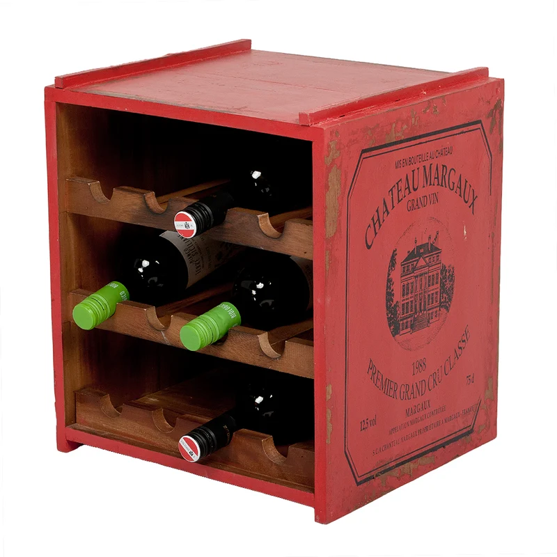 Flaschenbox SURAT Antique Red 40cm Mahagoni Shabby Weinregal