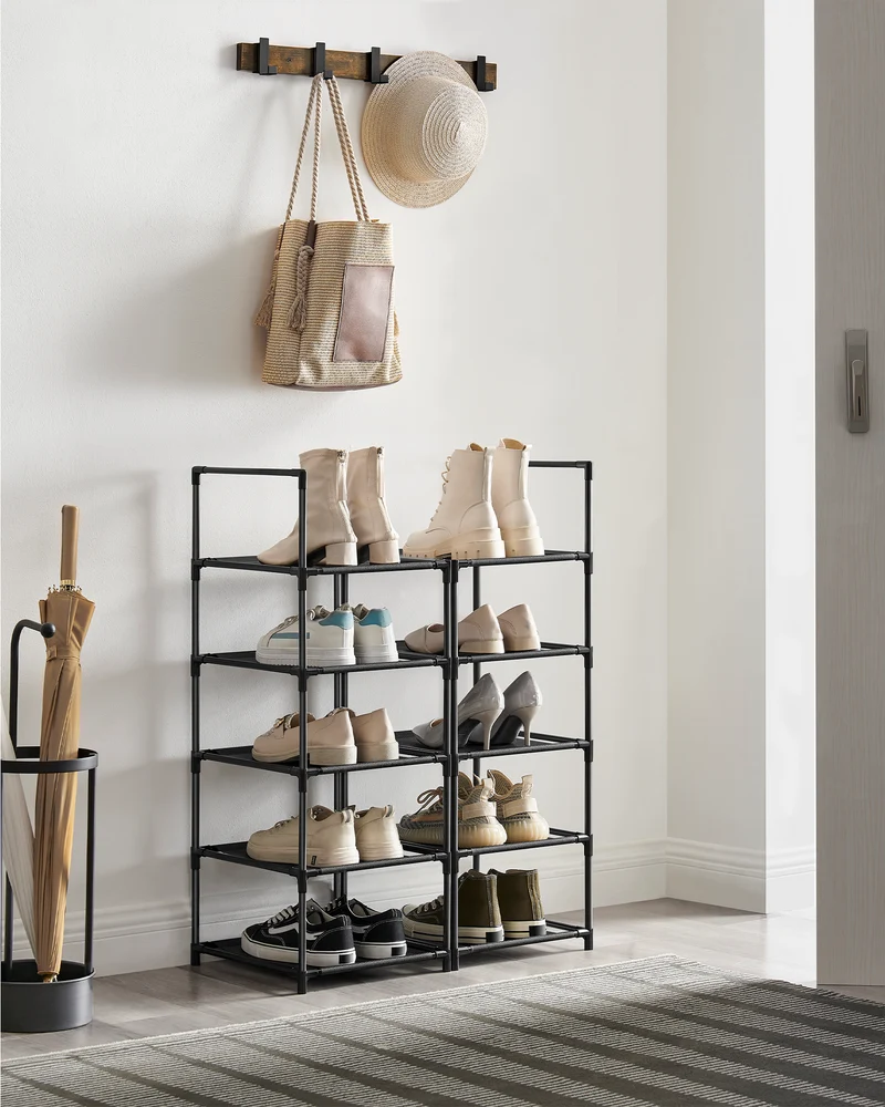 SONGMICS Shoe Rack 10 Tier Shoe Shelf Shoe Storage Organizer 13 x 13 x 68.1 Inches Black