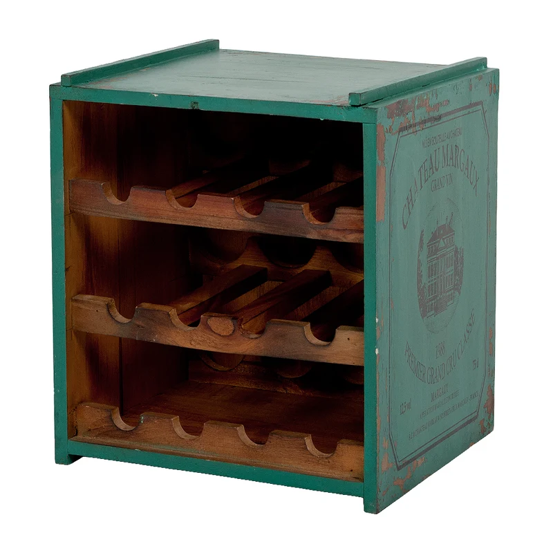 Flaschenbox SURAT Antique Green 40cm Mahagoni Shabby Weinregal