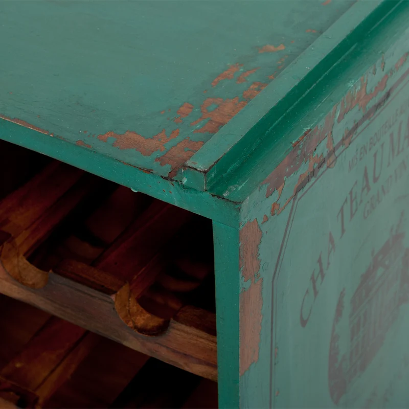 Flaschenbox SURAT Antique Green 40cm Mahagoni Shabby Weinregal