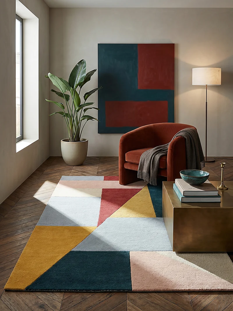 Wollteppich Geometrisch-Design, handgetuftet, kontraststark KYLE