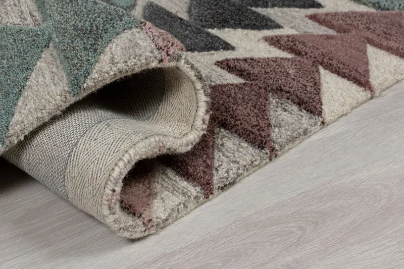 Getufteter Wollteppich Chevron-Linien · 100 % Wolle · 10 mm Kurzflor