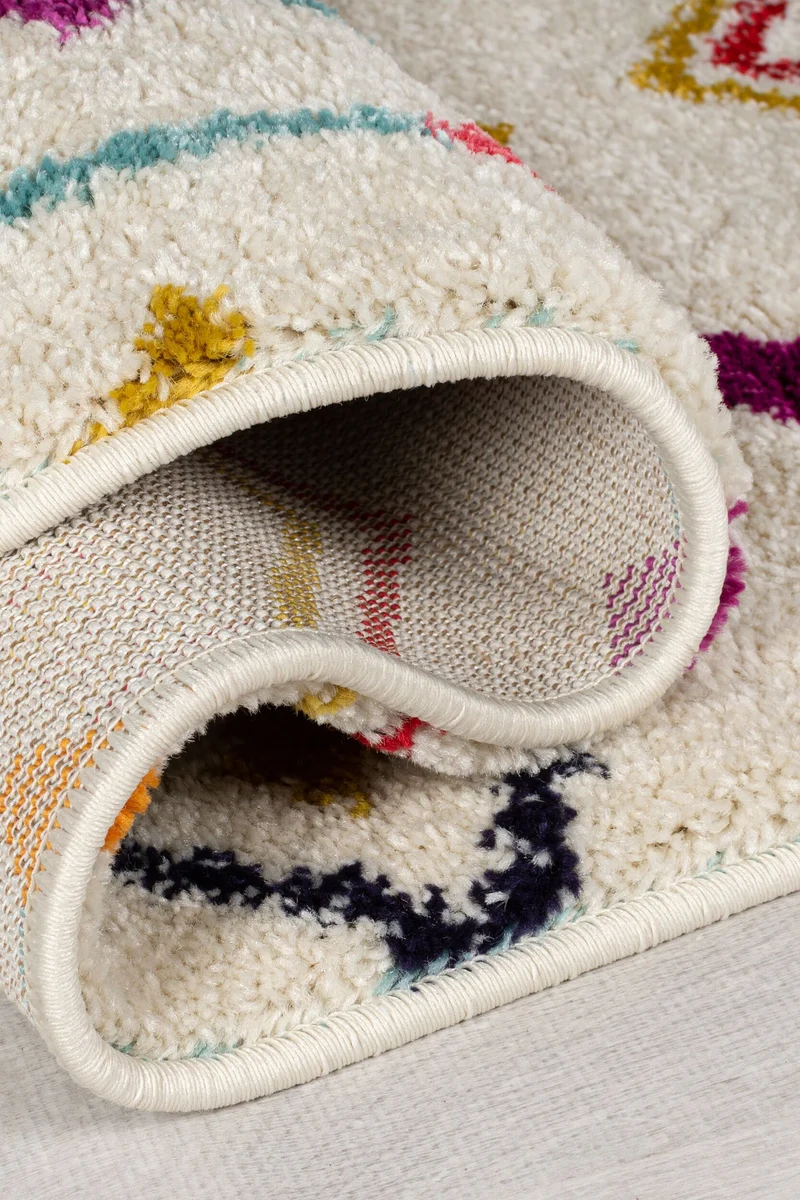 Hochflor-Teppich Berbermuster mit Fransen · 100 % Polypropylen