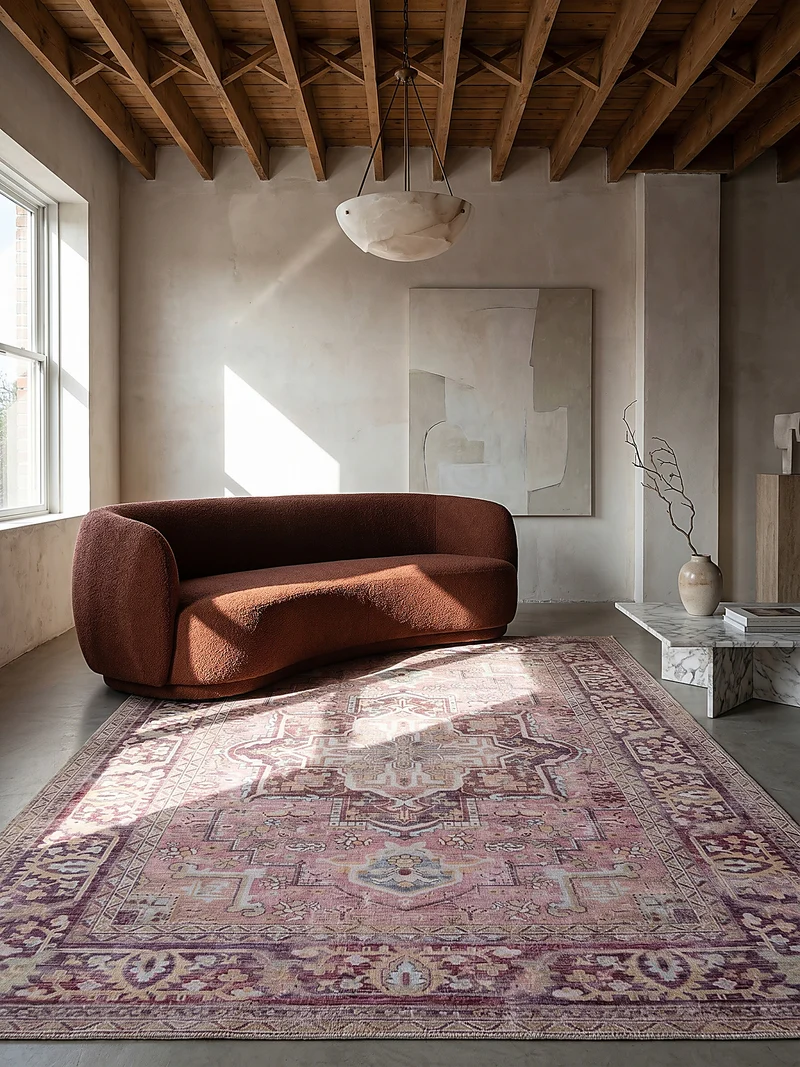 Waschbarer Flachgewebe-Teppich Vintage · 80 % recycelte Mischfasern