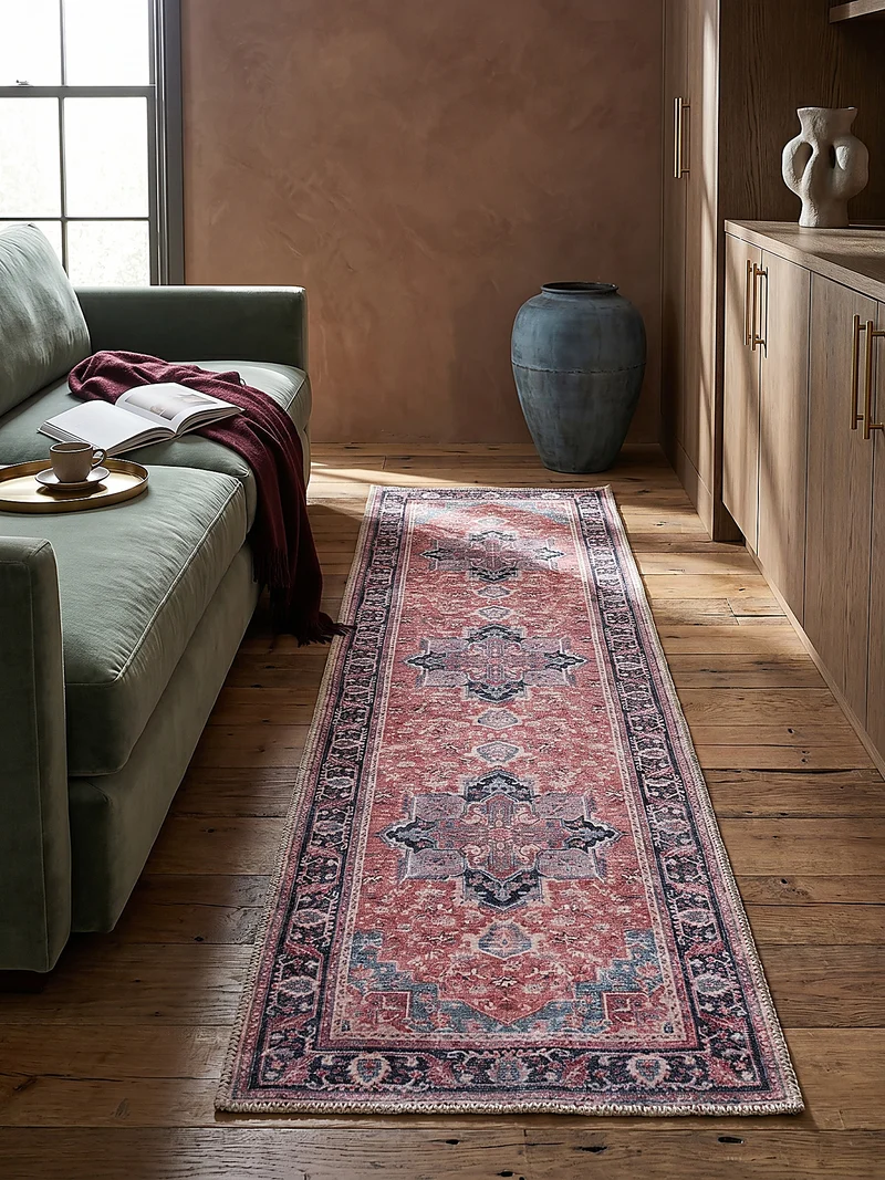 Waschbarer Flachgewebe-Teppich Vintage · 80 % recycelte Mischfasern