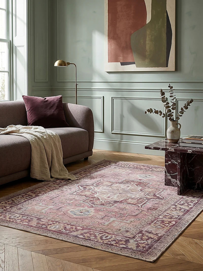 Waschbarer Flachgewebe-Teppich Vintage · 80 % recycelte Mischfasern