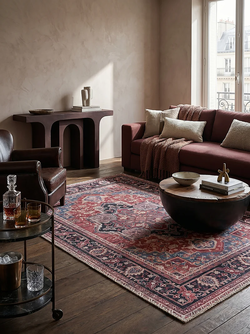 Waschbarer Flachgewebe-Teppich Vintage · 80 % recycelte Mischfasern