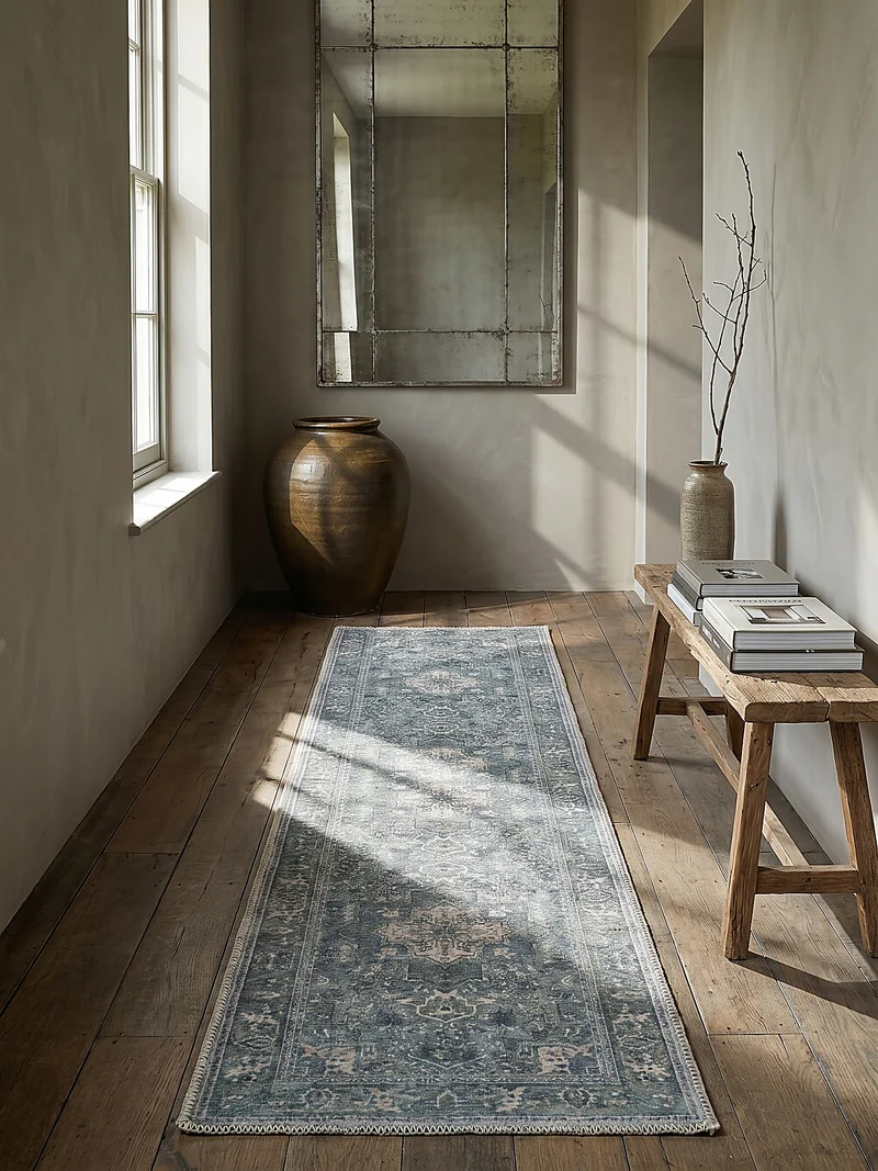 Waschbarer Flachgewebe-Teppich Vintage · 80 % recycelte Mischfasern