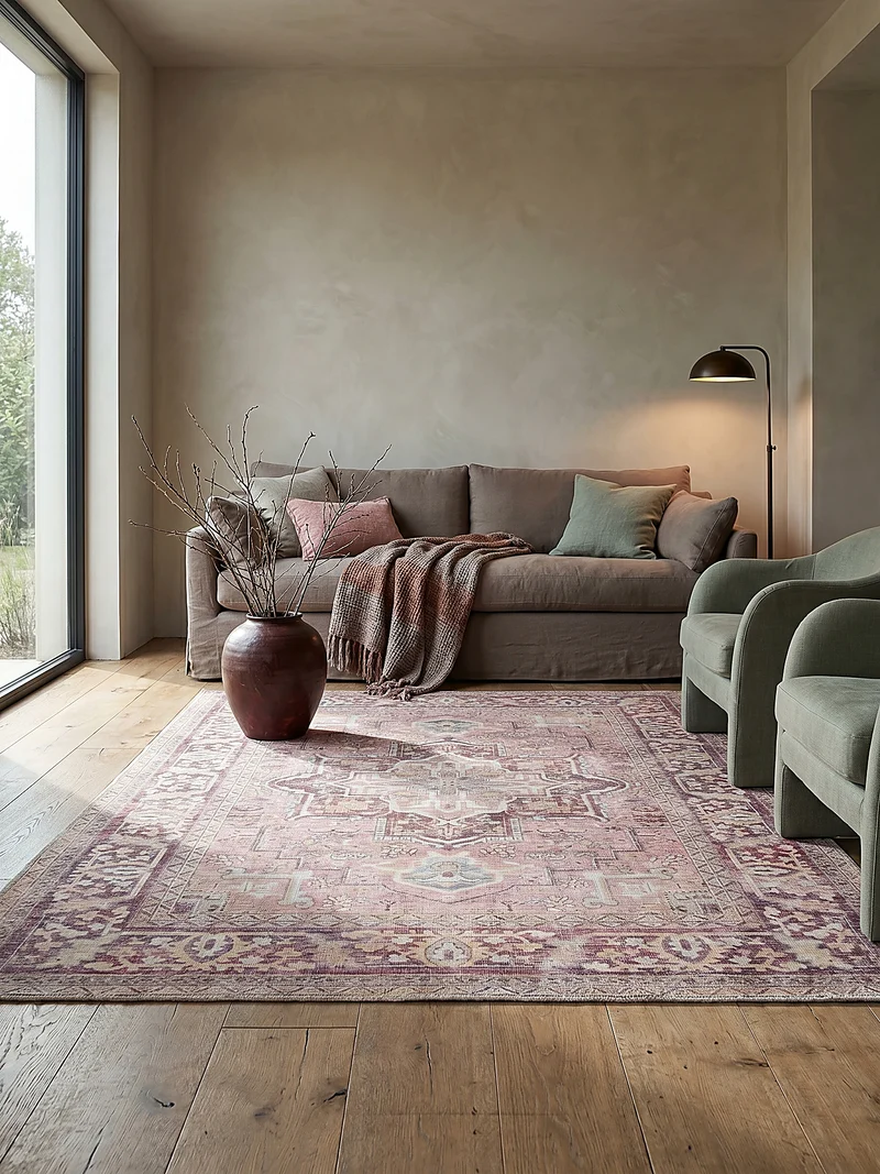 Waschbarer Flachgewebe-Teppich Vintage · 80 % recycelte Mischfasern