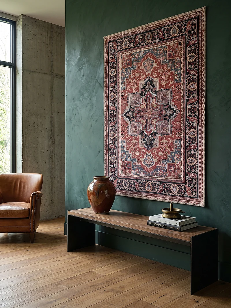 Waschbarer Flachgewebe-Teppich Vintage · 80 % recycelte Mischfasern