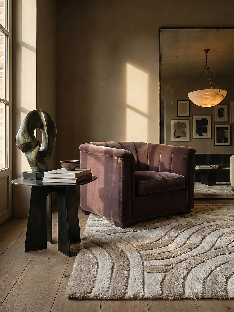 Hochflor-Teppich Wellenrelief · 100 % recyceltes Polyester · 40 mm