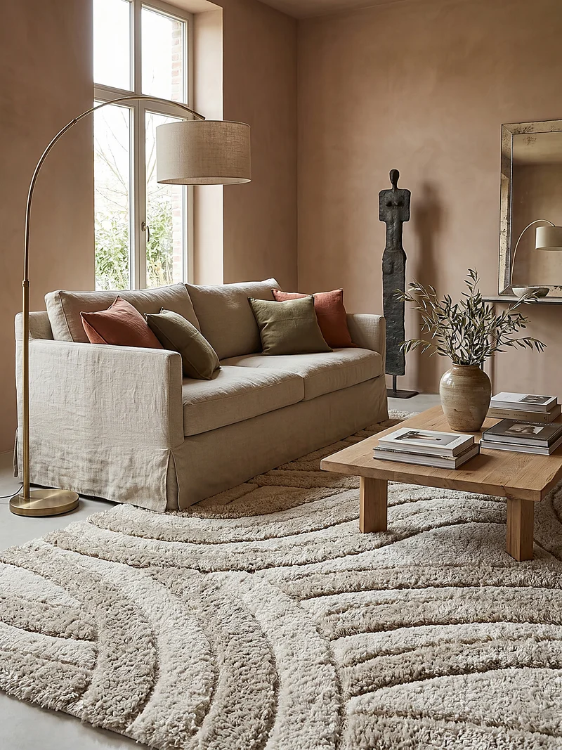 Hochflor-Teppich Wellenrelief · 100 % recyceltes Polyester · 40 mm