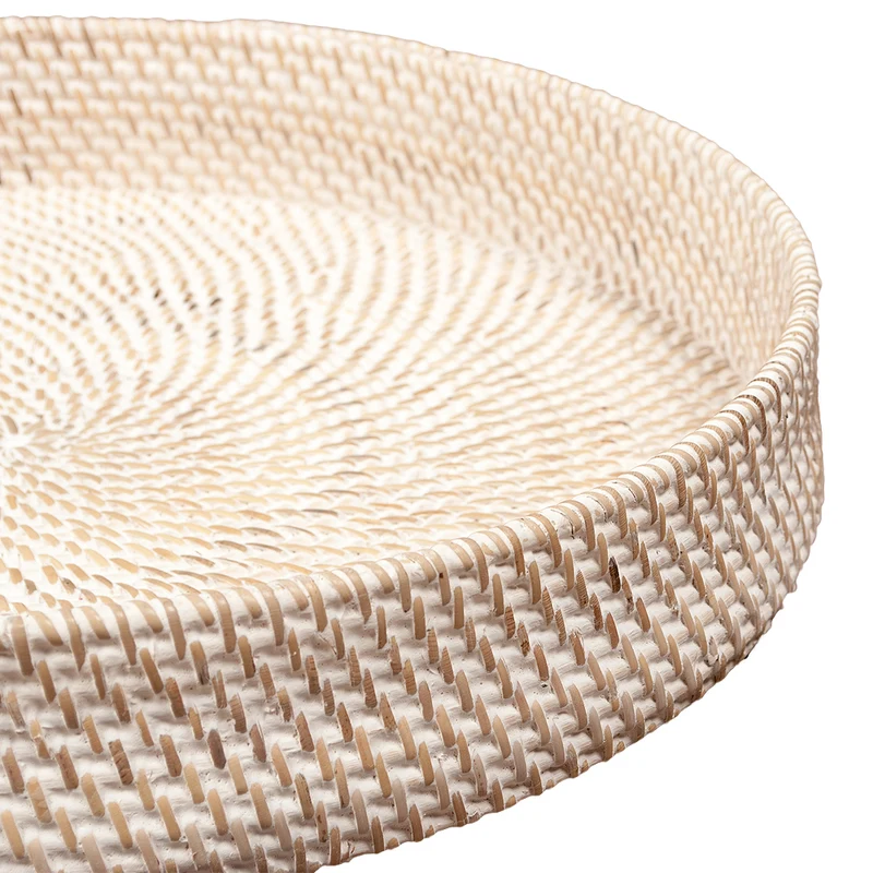 Traditionelles Tablett LOMBOK aus Ketak White Wash 40cm Handarbeit