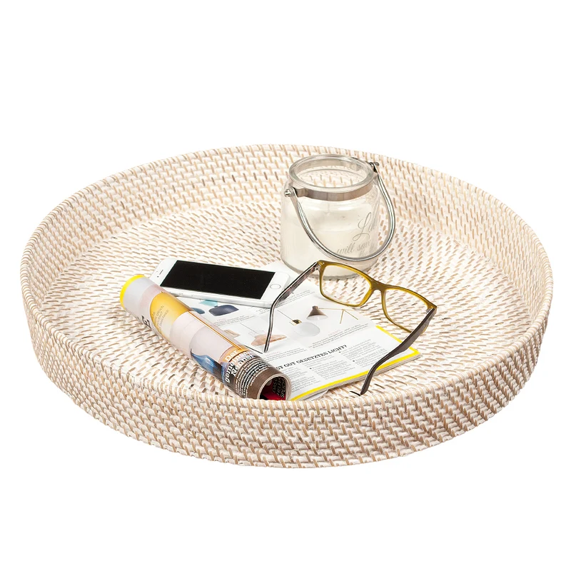 Traditionelles Tablett LOMBOK aus Ketak White Wash 50cm Handarbeit
