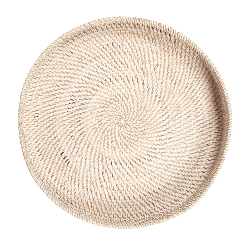 Traditionelles Tablett LOMBOK aus Ketak White Wash 50cm Handarbeit